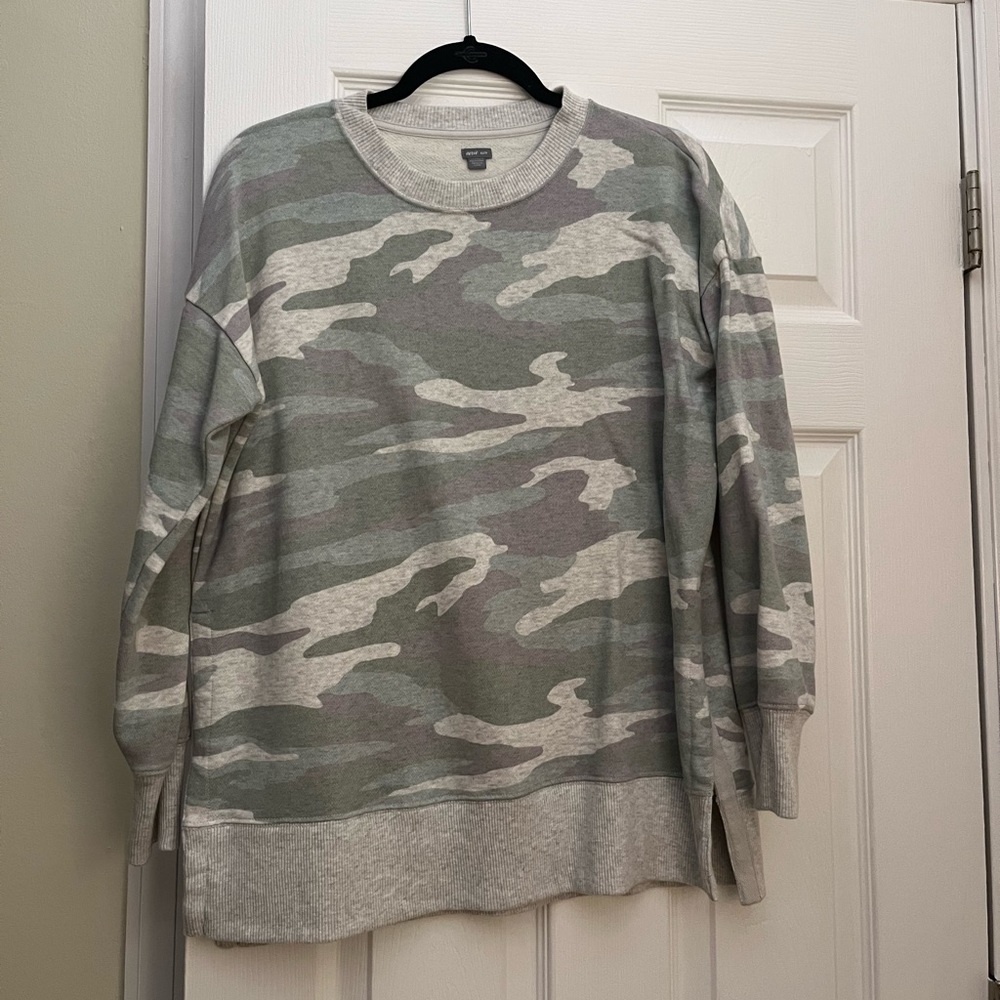 Aerie camouflage oversized crew neck sweater